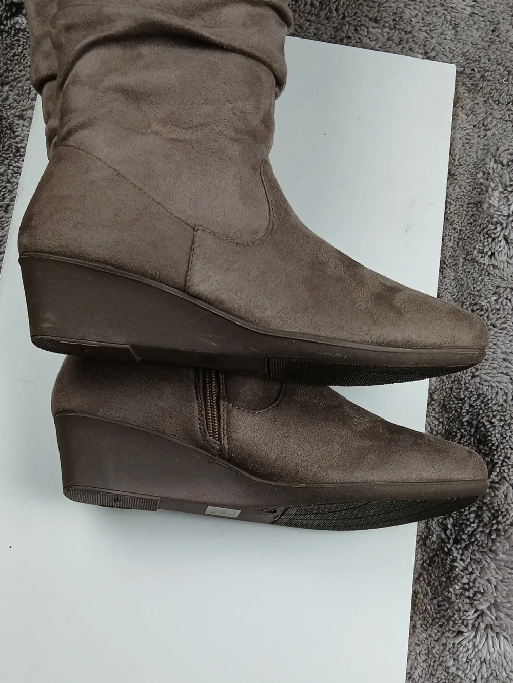 CL by Laundry Taupe Over-the-Knee Wedge Boots